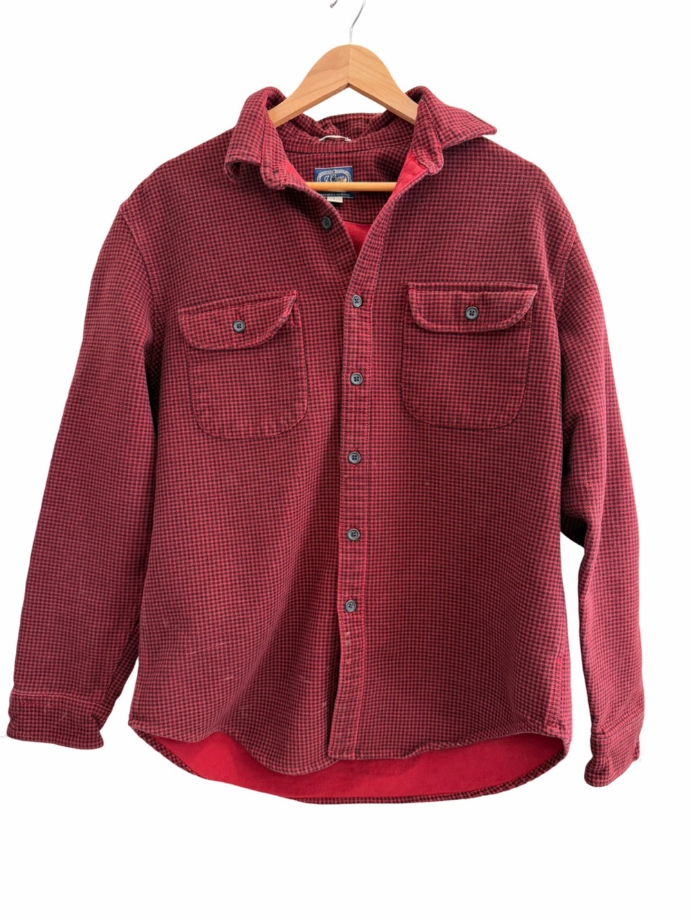 J.Crew Red & Black Plaid Heavyweight Button Down Shirt Large